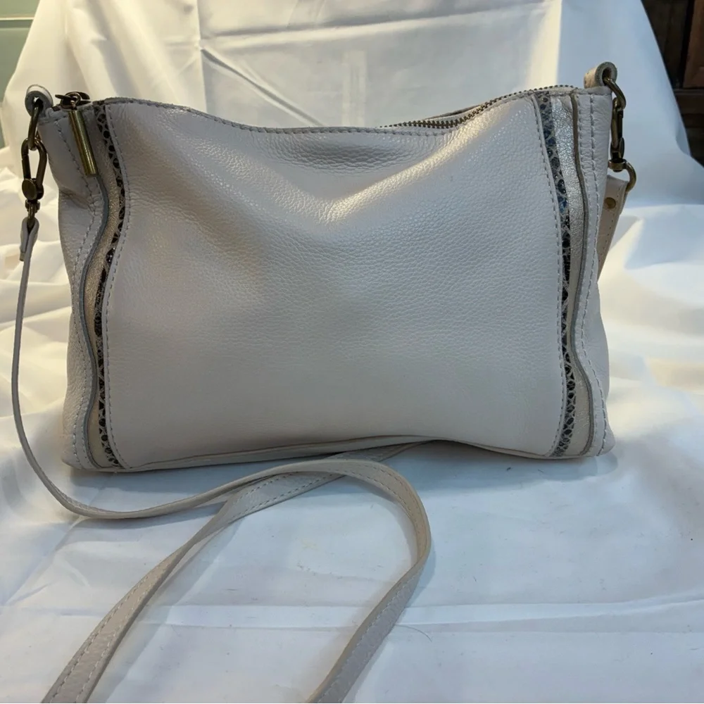 The Sak Light Ivory Pebbled Leather Crossbody with Snake Trim - Picture 3 of 4